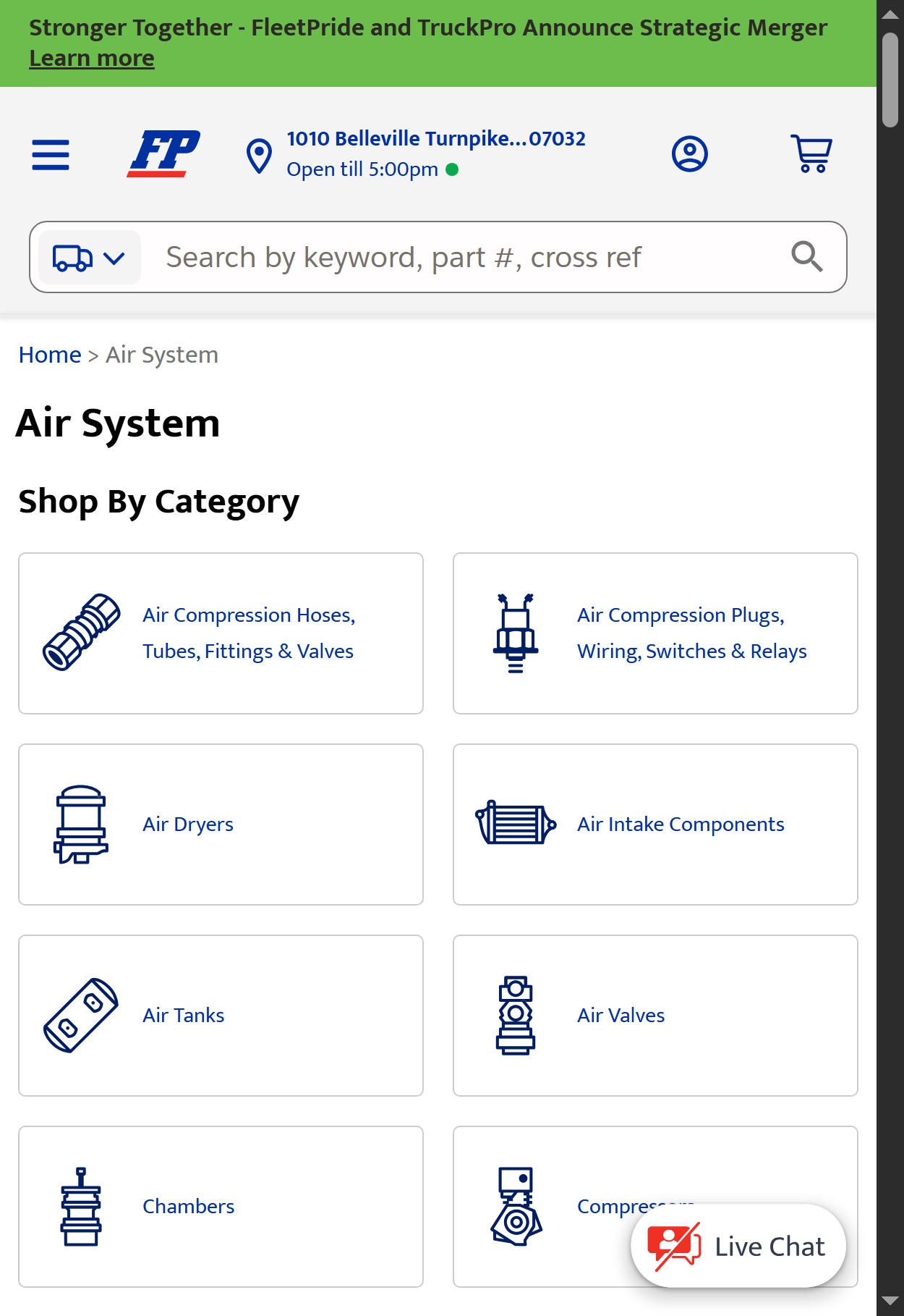 FleetPride — Prices Visible on Air System Category Cards